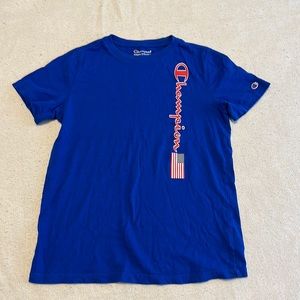 Champion blue shirt, kids medium 10–12